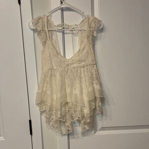 Cream Lace babydoll Top